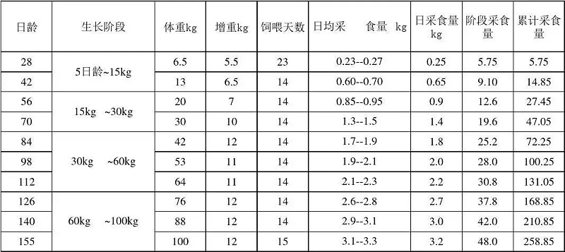 豬不同階段采食量